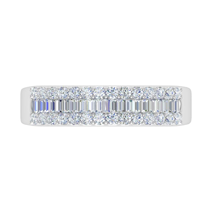 FINEROCK 1/2 ctw Baguette and Round Shape Diamond Wedding Band Ring in
10K White Gold