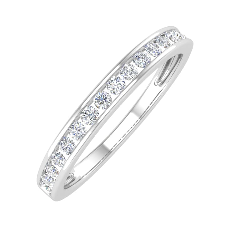 FINEROCK 1/4 Carat Channel Set Diamond Ladies Anniversary Wedding Band
in 10K Gold - IGI Certified