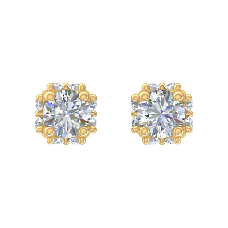 FINEROCK Royal 1/2 Carat Diamond Stud Earrings in 14K Yellow Gold