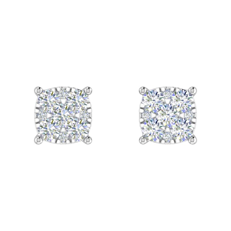 FINEROCK 10K White Gold Diamond Stud Earrings (0.22 Carat)