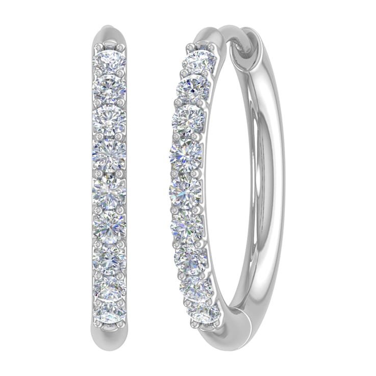 FINEROCK 1/4 Carat (ctw) Round White Diamond Ladies Hoop Earrings in 14K
White Gold