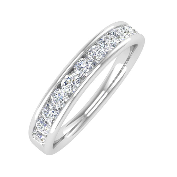 FINEROCK 1/2 Carat Channel Set Diamond Wedding Band Ring in 14K White Gold