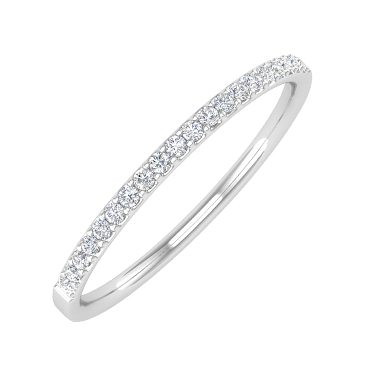 FINEROCK 1/10 ctw 10K White Gold Round Diamond Ladies Wedding
Anniversary Stackable Ring