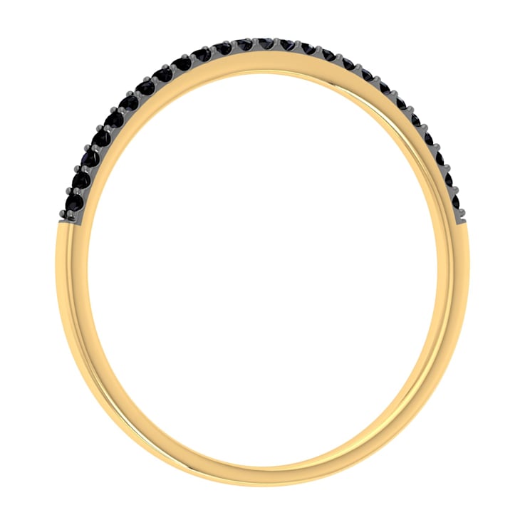 FINEROCK 0.08 ctw 10K Yellow Gold Round Black Diamond Ladies Anniversary
Wedding Stackable Ring