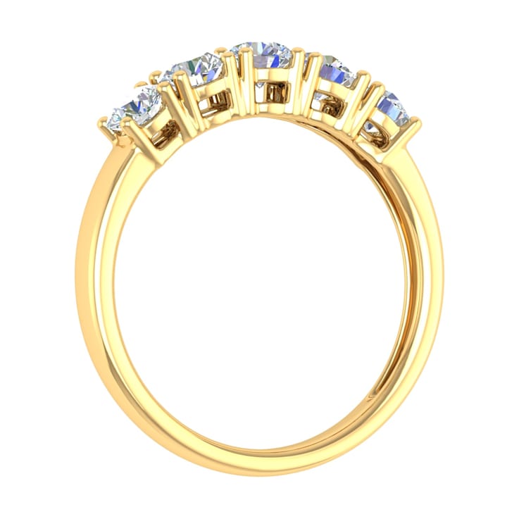 FINEROCK 1 Carat 5-Stone Diamond Wedding Band Ring in 14K Gold - IGI Certified