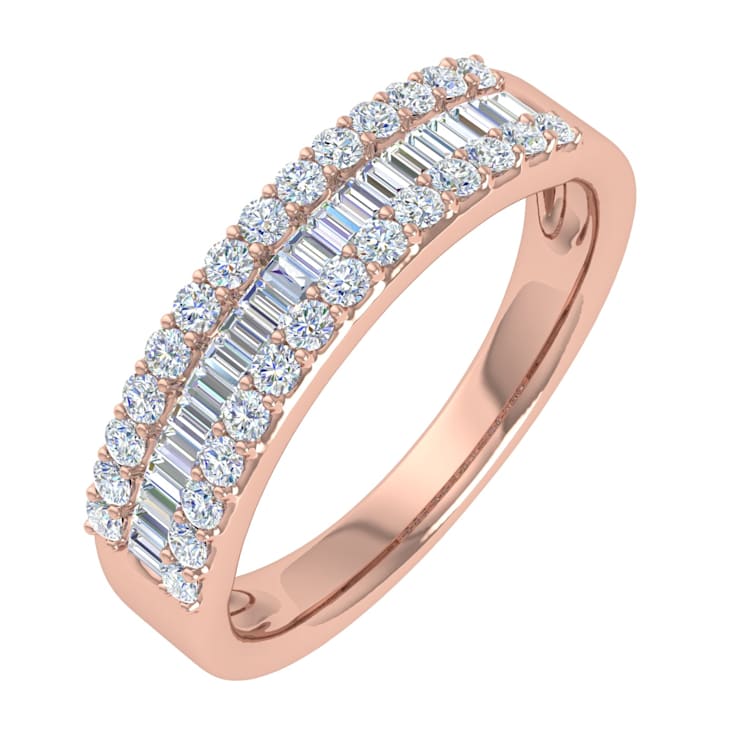 FINEROCK 1/2 ctw Baguette and Round Shape Diamond Wedding Band Ring in
10K Rose Gold