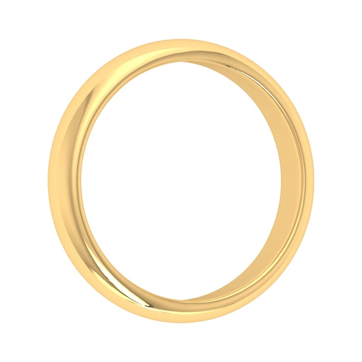 FINEROCK 14K Yellow Gold 4mm Plain Wedding Band (Ring Size 9.75)