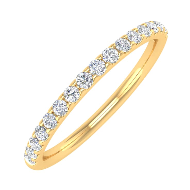 FINEROCK 1/4 Carat Round Diamond Wedding Band Ring in 10K Gold