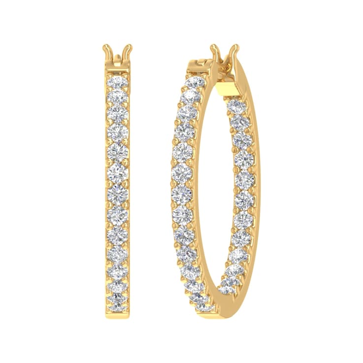 FINEROCK 1 Carat Prong Set Diamond Inside-out Hoop Earrings in 10k
Yellow Gold