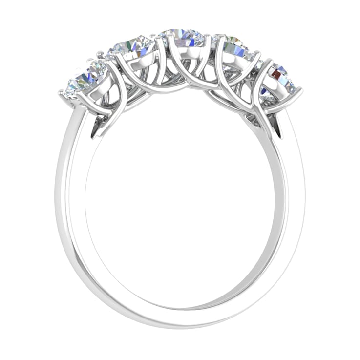 FINEROCK 1 1/2 Carat 5-Stone Diamond Wedding Band Ring in 14K Gold