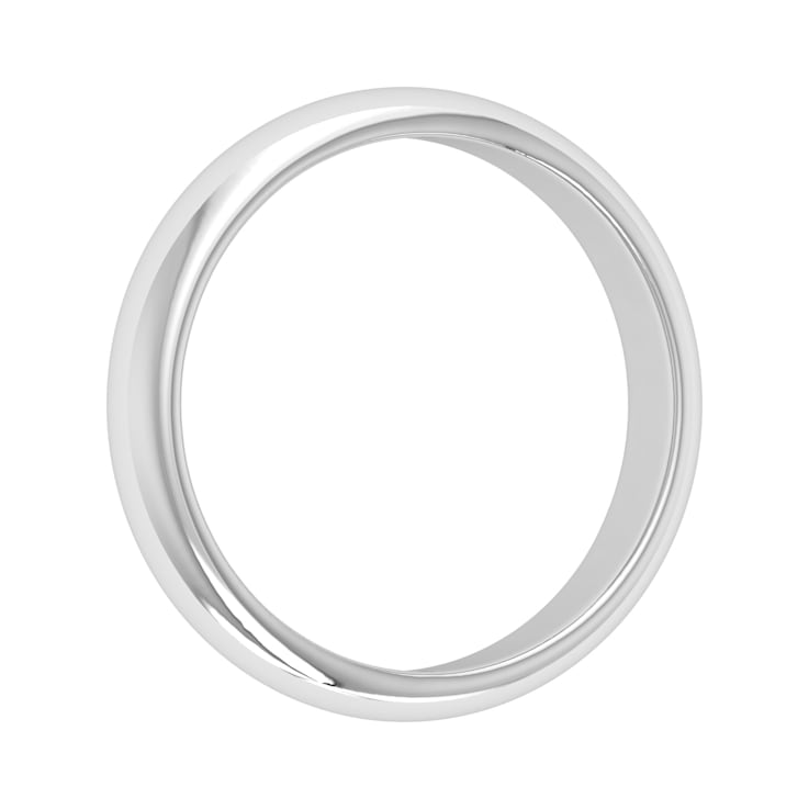 FINEROCK 14K White Gold 4mm Plain Wedding Band (Ring Size 9.75)