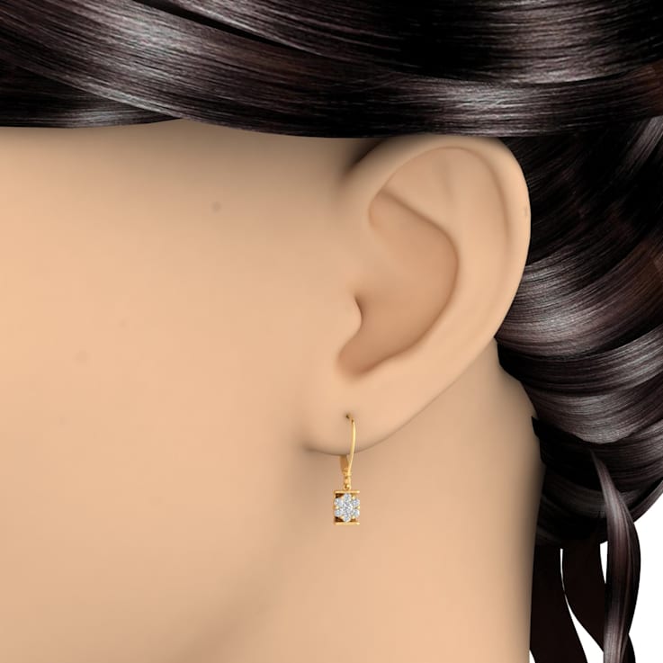 FINEROCK 1/2 Carat Diamond Drop Earrings in 14K Yellow Gold (SI1-SI2 Clarity)