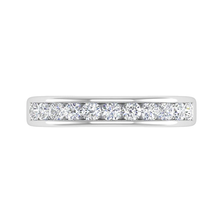 FINEROCK 1/2 Carat Channel Set Diamond Wedding Band Ring in 14K White Gold