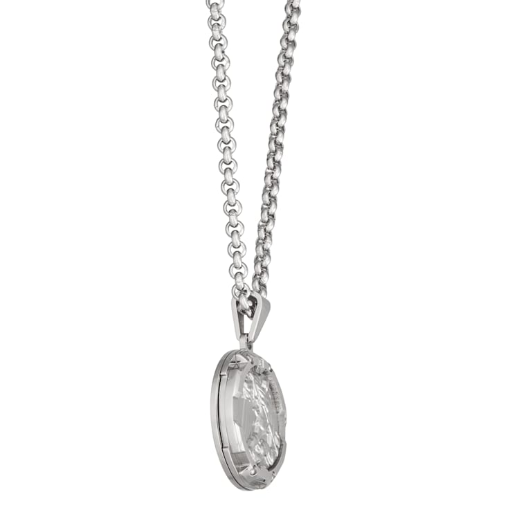 Saint Michael Stainless Steel Diamond Medal
