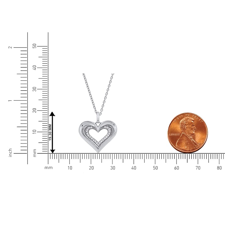 Sterling Silver Diamond Heart Pendant Necklace .10ctw
