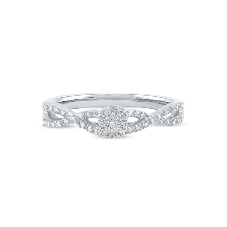 1/6ct TDW Diamond Cluster Promise Ring in Sterling Silver