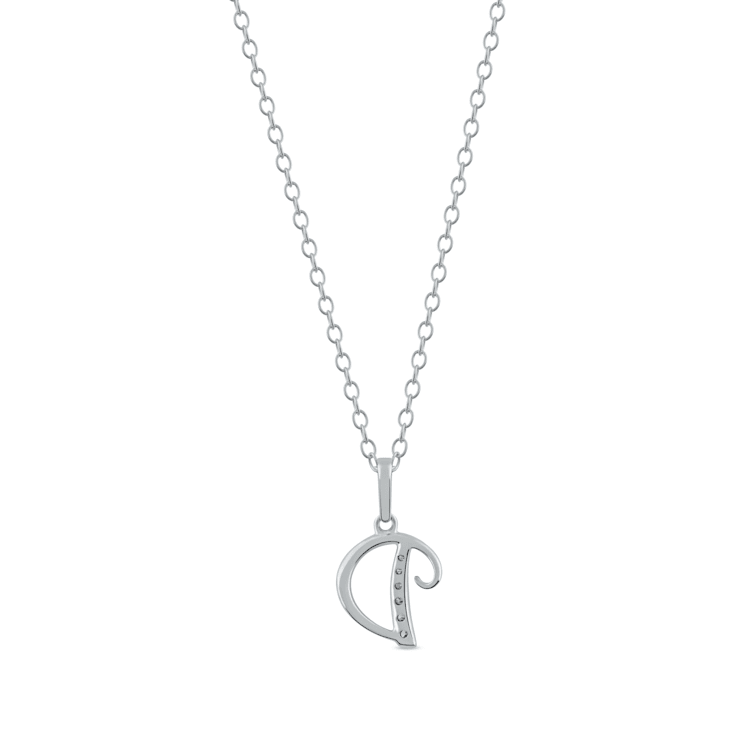 1/20ct TDW Diamond Alphabet Pendant "D" Necklace in Silver