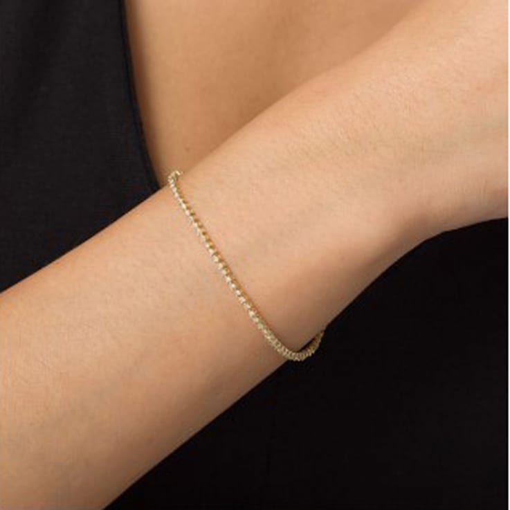 10K Yellow Gold 1 ct TDW Diamond Link Tennis Bracelet with Double