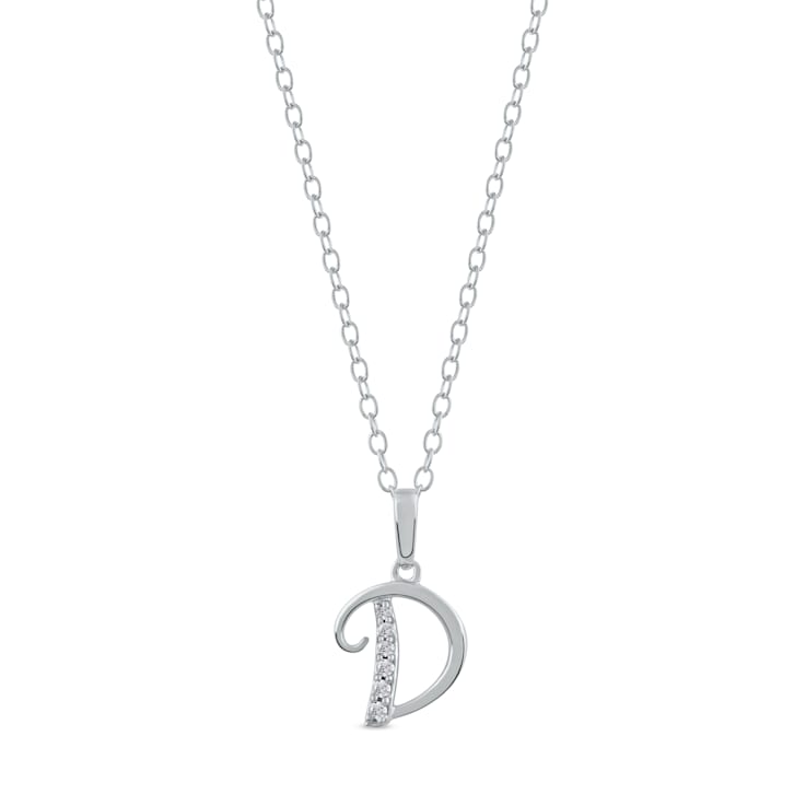 1/20ct TDW Diamond Alphabet Pendant "D" Necklace in Silver