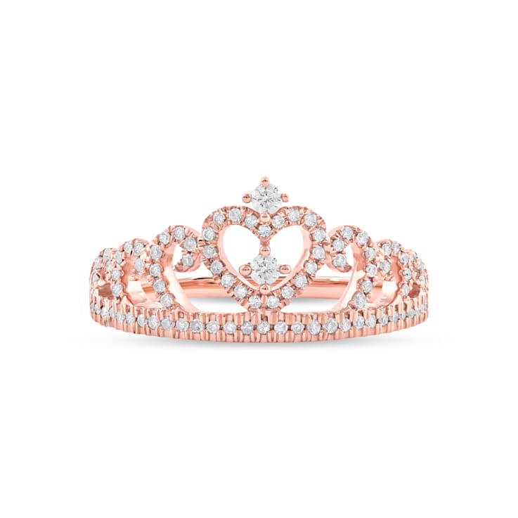 1/4ct TDW Diamond Crown Ring for Her in 10k Rose Gold