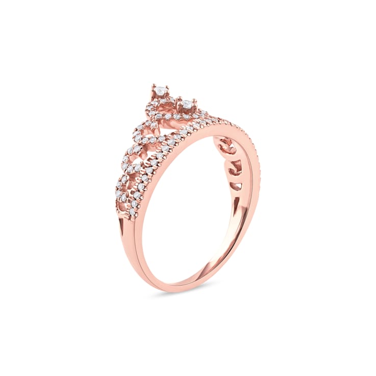 1/4ct TDW Diamond Crown Ring for Her in 10k Rose Gold