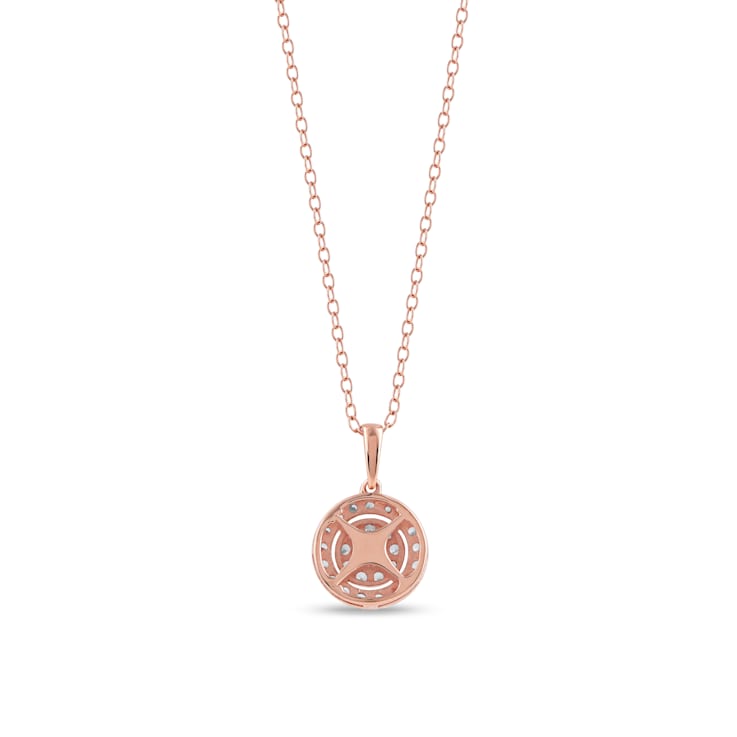 1/2ct TDW Diamond Cluster Halo Pendant Necklace in 10k Rose