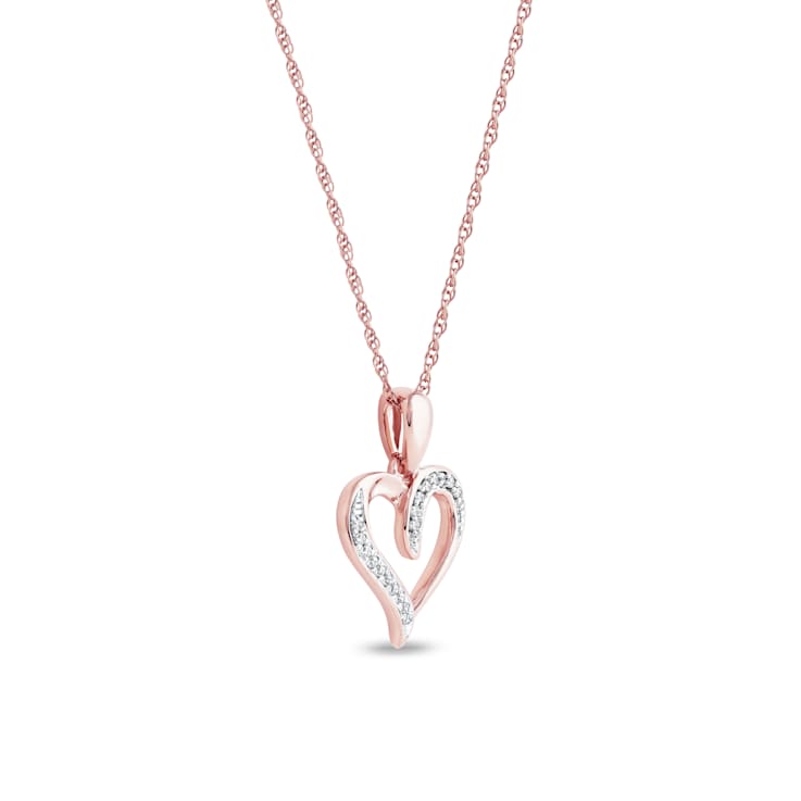 1/20ct TDW Diamond Heart Pendant Necklace in 10k Rose Gold