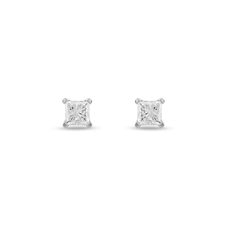 1/3ct TDW Princess-Cut Diamond Stud Earrings in 10k White Gold