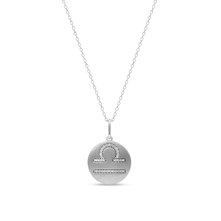 1/10ctw Diamond Libra Zodiac Sign Pendant for Women Necklace in Silver