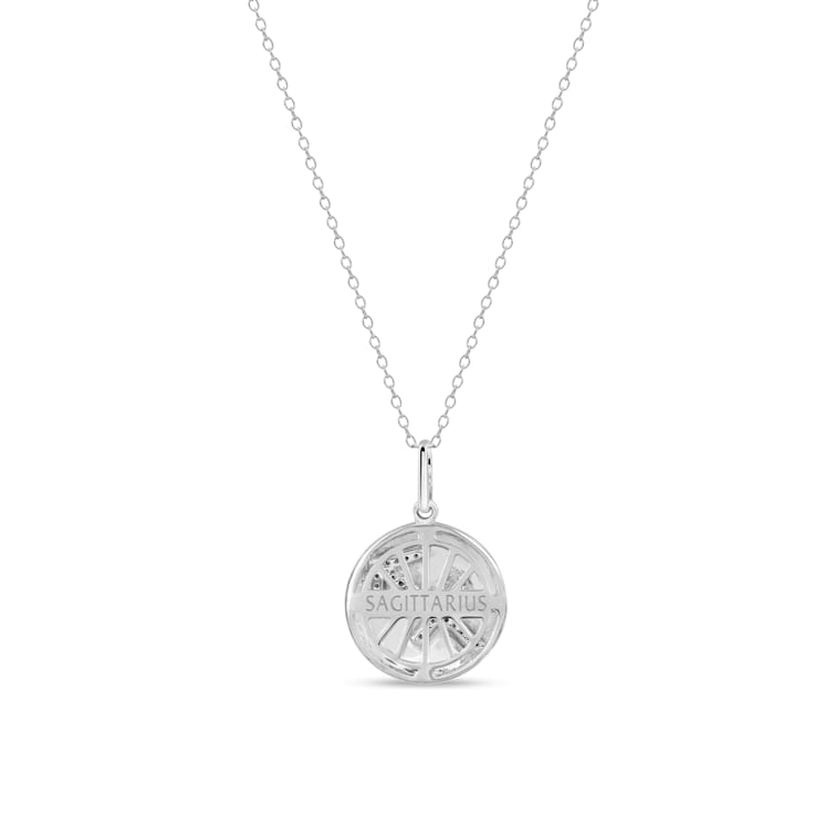 1/10ctw Diamond Sagittarius Zodiac Sign Pendant for Women Necklace in Silver