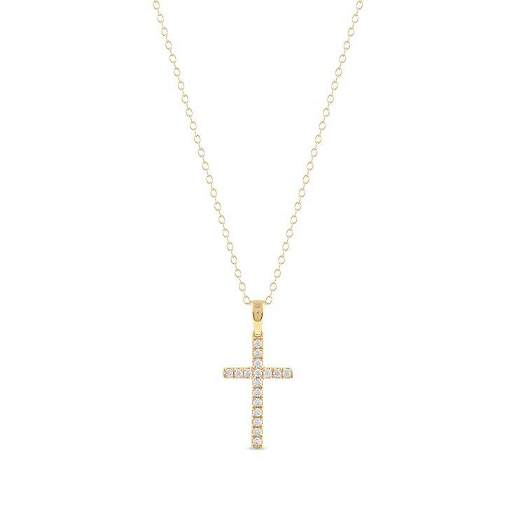 1/4ct Diamond Cross Pendant in 10K Yellow Gold-