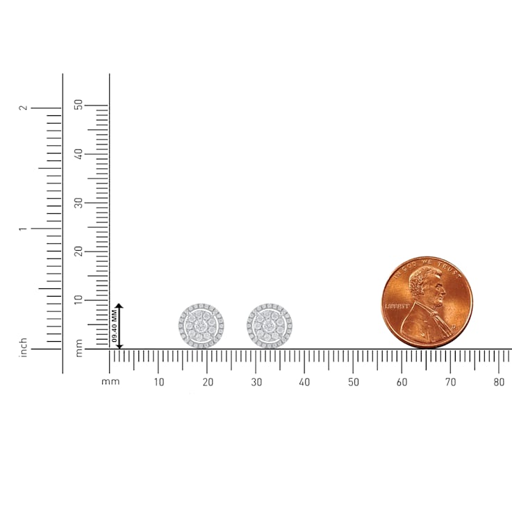 1/2ct TDW Diamond Cluster Halo Stud Earrings in 10k White Gold