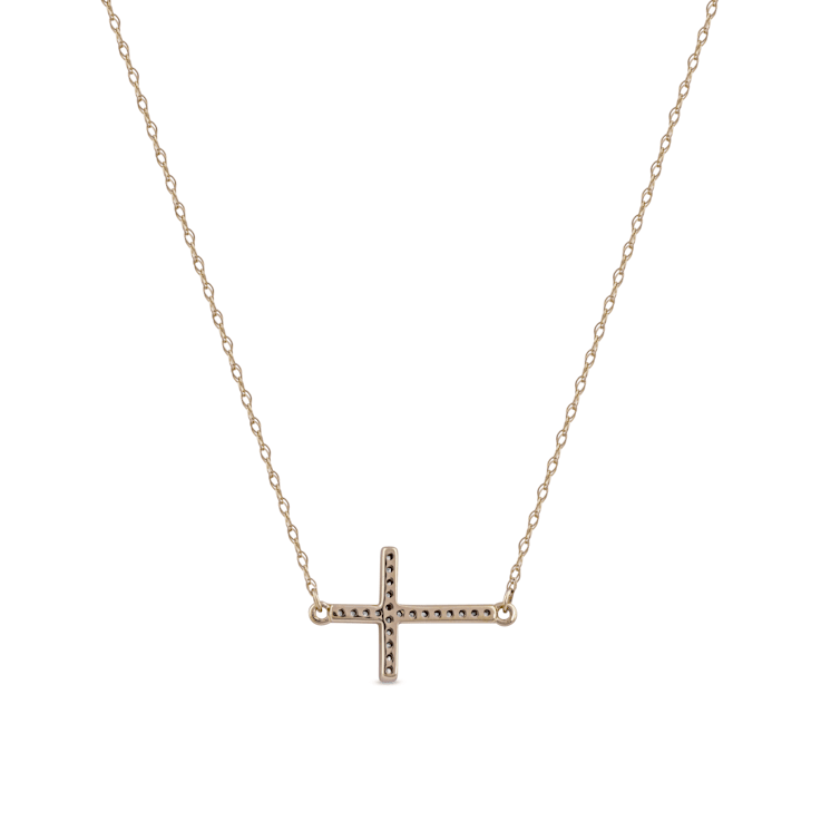 1/20ct TDW Diamond Religious Cross Pendant Necklace in 10k Yellow Gold