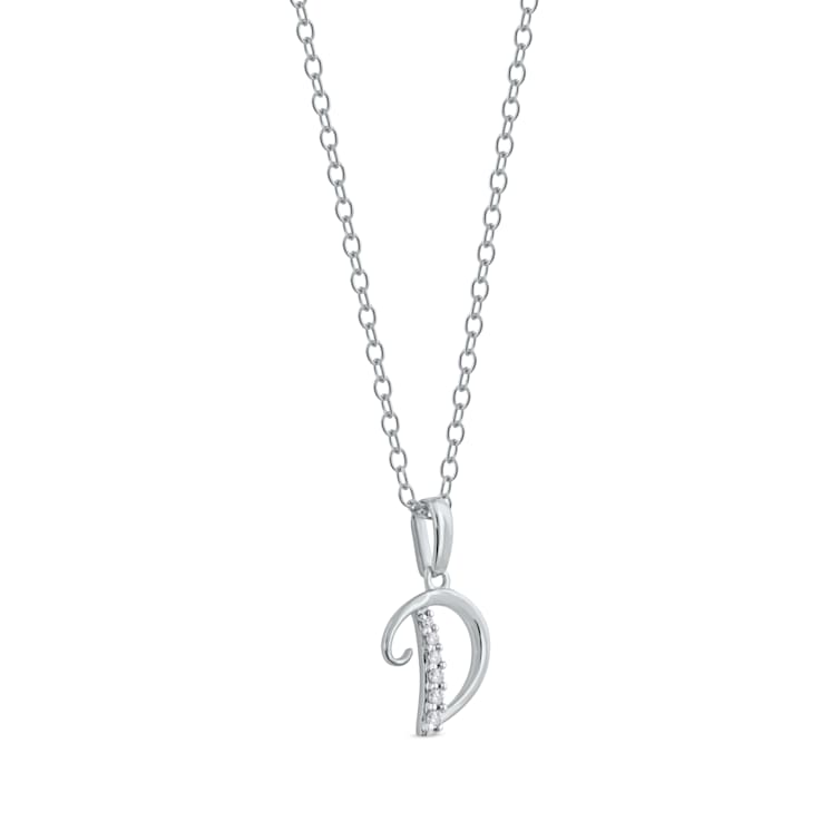 1/20ct TDW Diamond Alphabet Pendant "D" Necklace in Silver