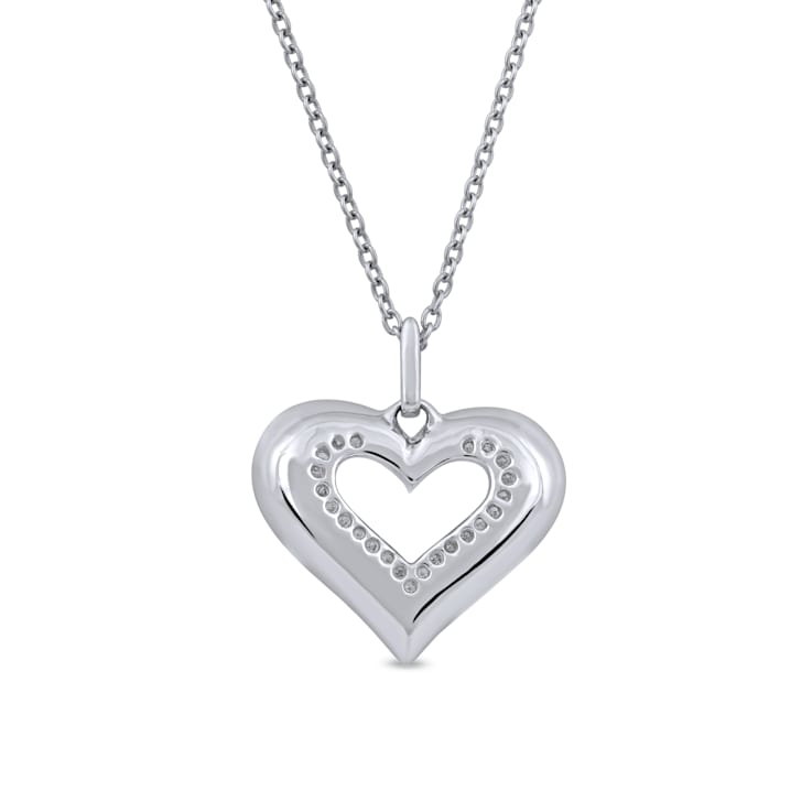 Sterling Silver Diamond Heart Pendant Necklace .10ctw