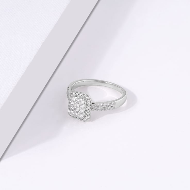 1/2ct TDW Diamond Cluster Engagement Ring in 10k White Gold