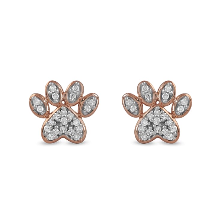 1 10ct TDW Diamond Dog Paw Earrings for Women in 10k Rose Gold 15BSKC