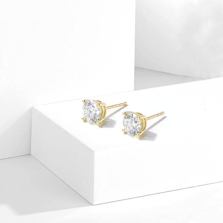 2ctw Round Lab-Grown Diamond Solitaire Stud Earrings in 14k