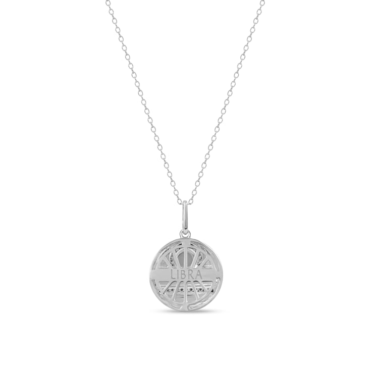 1/10ctw Diamond Libra Zodiac Sign Pendant for Women Necklace in Silver