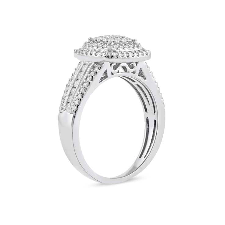ファッション通販 安い 1/2ct TDW Diamond Cluster Double Halo Engagement Ring in 液晶テレビ