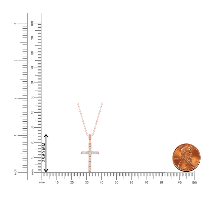 1/4ct TDW Diamond Religious Cross Pendant Necklace in 10k Rose Gold