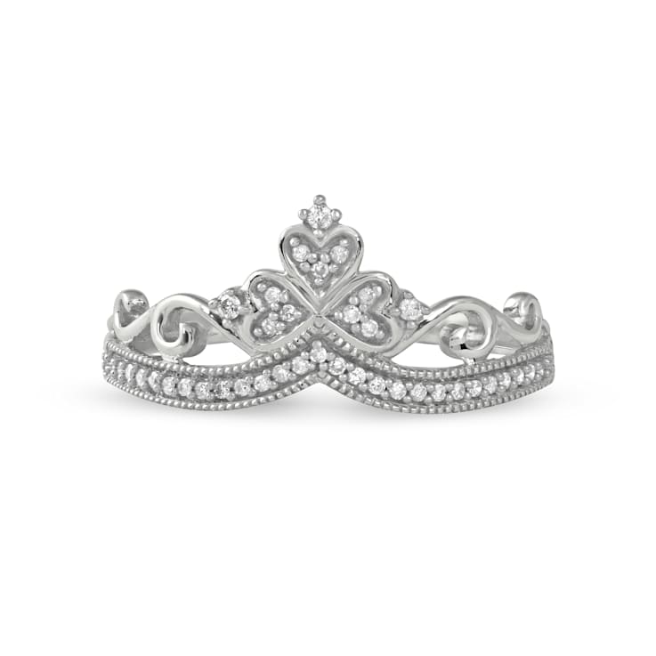 1/8ct TDW Diamond Princess Crown Fashion Ring in 10k White Gold