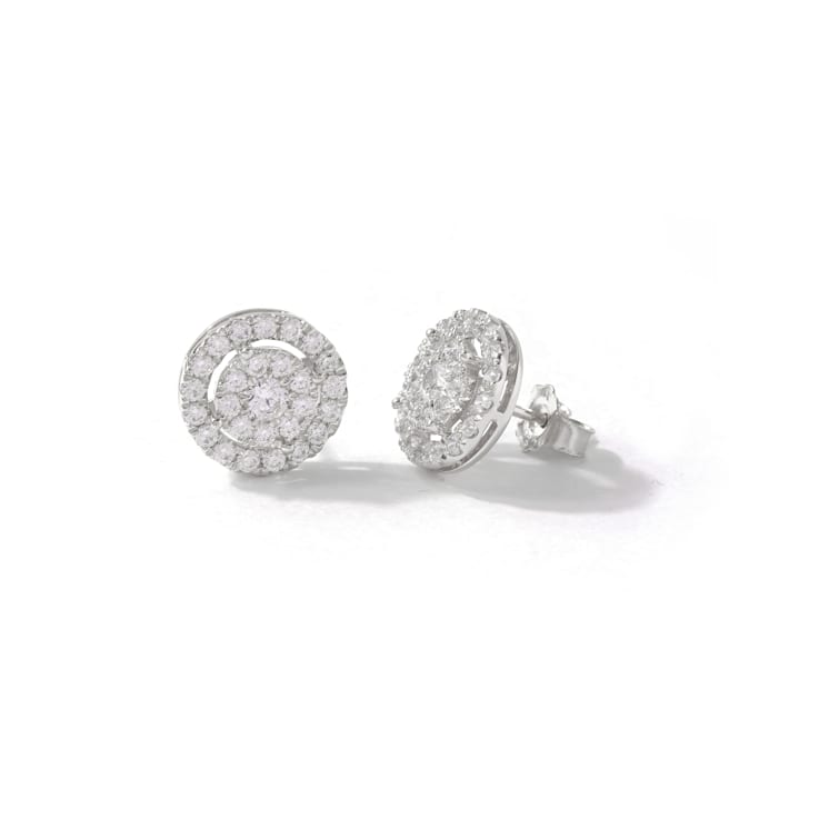 1/2ct TDW Diamond Cluster Halo Stud Earrings in 10k White Gold