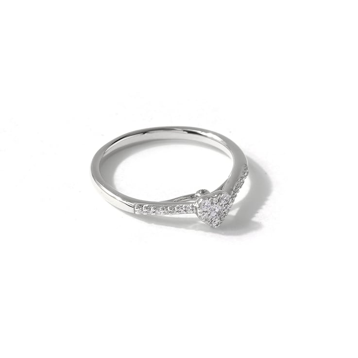 1/6ct TDW Diamond Heart Shape Cluster Promise Ring in Sterling