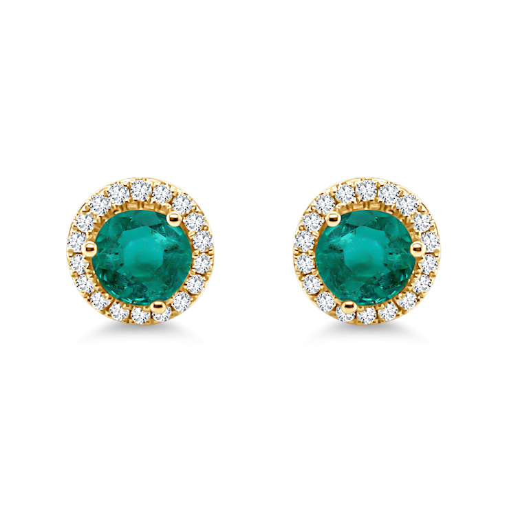 0.88Cts, Colombian Emerald, 0.21cwdiamond, crafted in 18K White Gold, E arring.