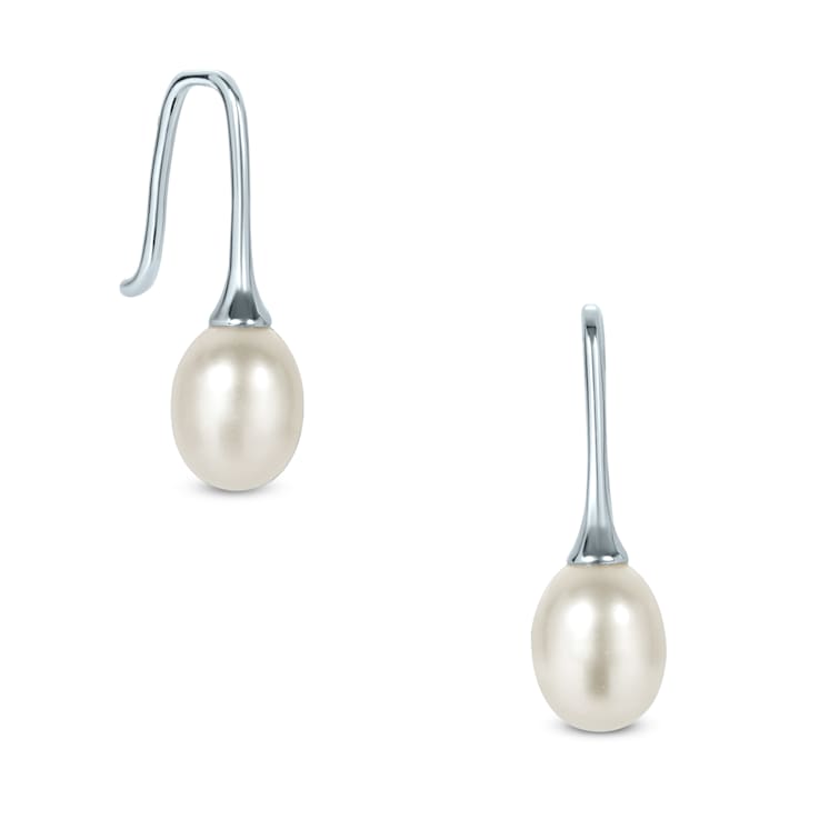 Gemistry White Cultured Freshwater Pearl French Wire Earrings in
Sterling Silver for Women