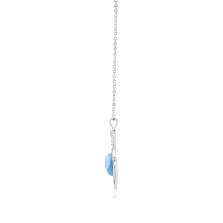 GEMISTRY Oval Larimar with White Topaz Floating Pendant with Chain in
Sterling Silver, 18 inch