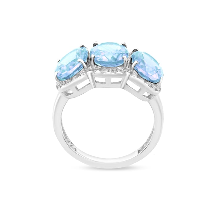 Gemistry Sterling Silver Oval Three-Stone Sky Blue Topaz Gemstone Ring