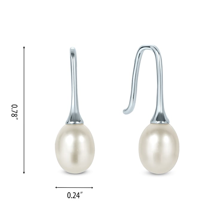 Gemistry White Cultured Freshwater Pearl French Wire Earrings in
Sterling Silver for Women