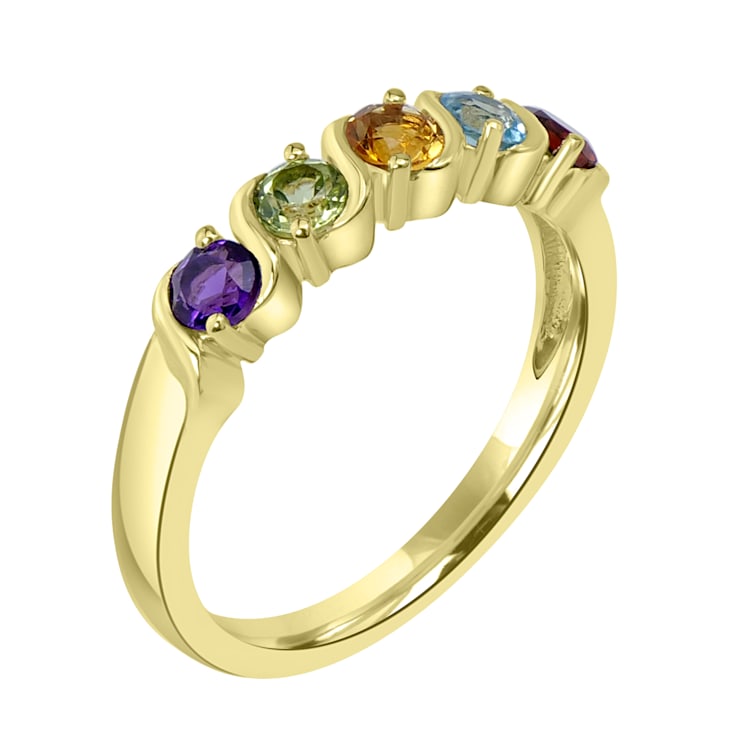GEMistry 0.55ctw Genuine Multi Color Gemstone Band Ring in 14K Gold Over
Sterling Silver